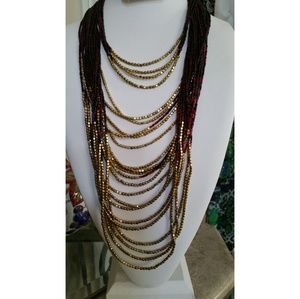 New layered Seed Bead Necklace 24 inches long